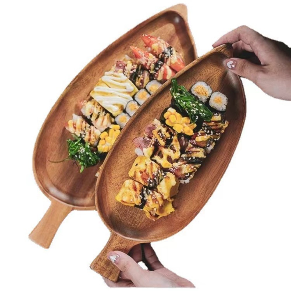 Pizza Conveyor Oven - Drewniana, wodoodporna taca w kształcie liścia